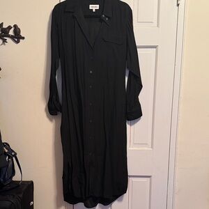 Kenzo Charcoal Button-Up Shirt Dress